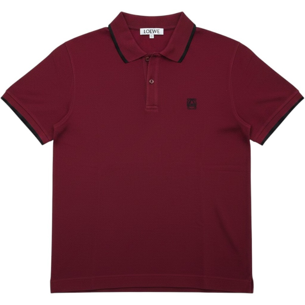 McQ Alexander McQueen Mens Burgundy Tipped Pique Polo Shirt Size M